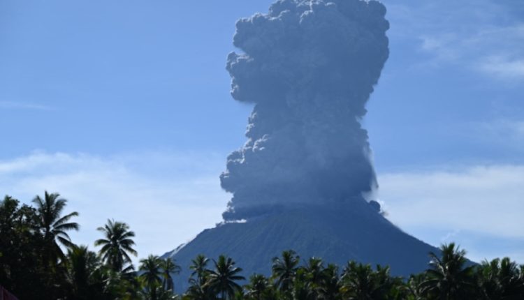 Indonesia's Mount Ibu erupts once more, launching a massive ash tower