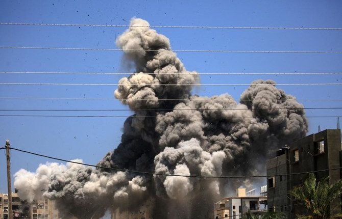 Palestinian ambulance teams said the three strikes that hit Nuseirat Refugee Camp and Bureij Refugee Camp. (AFP)