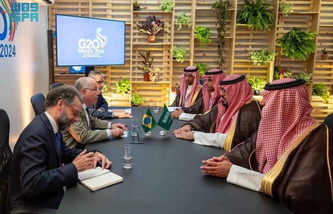 Alibrahim held discussions with Brazil’s Foreign Affairs Minister Mauro Vieira on the latter’s agenda while holding the presidency of the G20. (SPA)