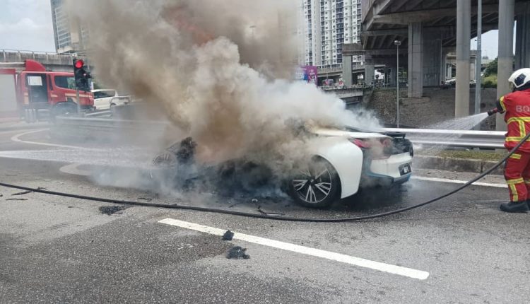 Car fire near Sri Petaling LRT station