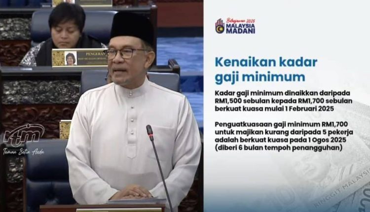 Minimum wage increase to RM1,700 is a positive step by the government