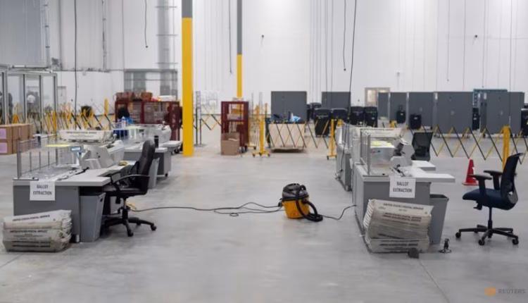 In Atlanta, Georgia, on November 4, 2024, the day before the US presidential election, desks in the Fulton County Operations Hub and Elections Center are vacant. Cheney Orr/REUTERS image