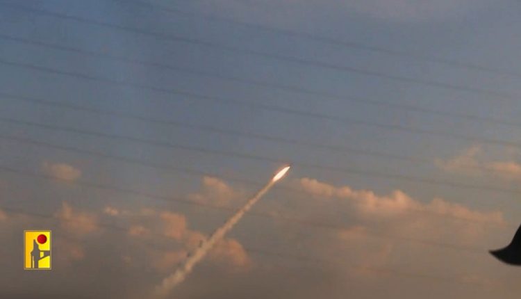 Frame grab from footage released by Hezbollah on November 13, 2024 shows the movement’s firing a long-range missile towards a military target in the city of Tel Aviv in the occupied Palestinian territories.