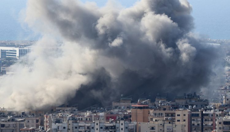 Smoke rises from the site of an Israeli airstrike that targeted a neighborhood in Beirut’s southern suburbs