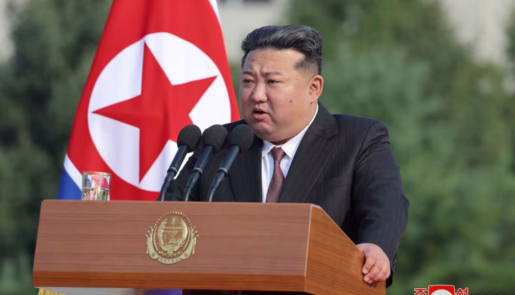 North Korean Leader Kim Jong Un during a visit to the National Defense University in Pyongyang, North Korea.
