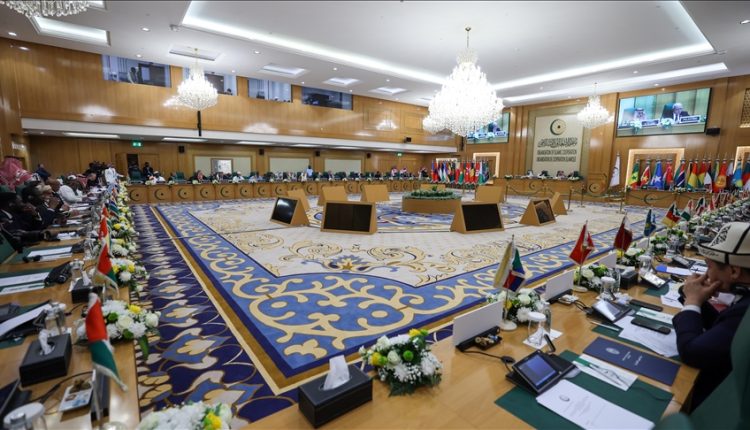 A general view of the hall during the Extraordinary Session of Organization of Islamic Cooperation (OIC) Council of Foreign Ministers in Jeddah, Saudi Arabia