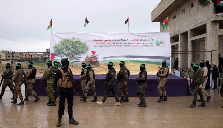 The Gaza-based Hamas resistance forces are seen ahead of a prisoners exchange with the Israeli regime in the southern city of Rafah on February 22, 2025