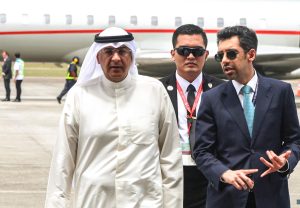Secretary General of the Cooperation Council for the Arab States of the Gulf Jassim Mohammed Al-Budaiwi (left) arrives at Bunga Raya Complex Kuala Lumpur International Airport (KLIA) here today. He will attend the 46th ASEAN Summit at the Kuala Lumpur Convention Centre, set to take place on May 26 to 27