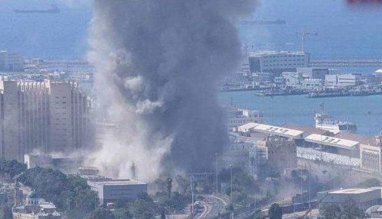 The site of an explosion in the occupied city of Haifa following the fresh wave of Iranian missiles on Friday, June 20